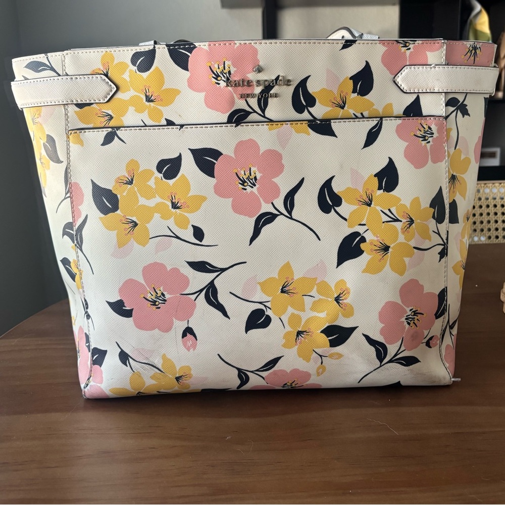 Kate Spade Floral Laptop Tote Bag - Pink and Yellow Flowers